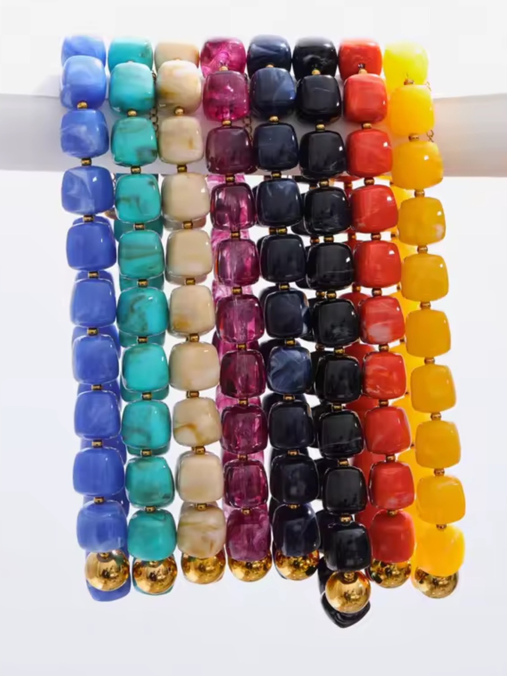 Purple Bead Gold Ball Necklace - Picture 6 of 8